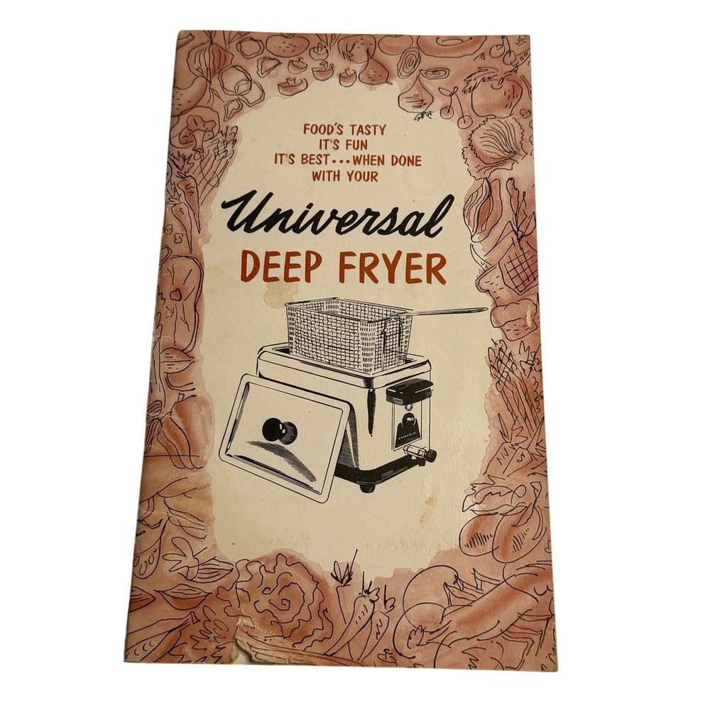 VTG‎ Universal Deep Fryer Recipe Book Booklet Mid Century Kitchen Ephemera Tan